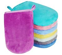 PHOGARY Paquete de 8 Piezas de Manoplas de baño Guantes para lavarse tamaño con cordón, Franela Premium, 8 Colores, 15x21 cm