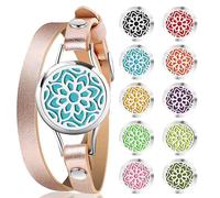 PHOGARY Pulsera de Aromaterapia para Mujeres Sin Ansiedad - Pulsera de Cuero Genuino, Regalo de Joyería para Madre Novia Hermana Maestra, Mandala-B
