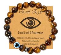 PHOGARY Pulseras Piedras Naturales Mujer, Pulsera Ojo Turco Elastico Piedras Naturales Pulsera de Ojo de Tigre, Pulsera de Regalo de Cumpleaños, Regalos para una Amiga, Mamá