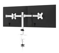 Pholiten Soporte Monitor Doble para Pantallas LED LCD de 13-27 Pulgadas, Soporte 2 Monitores Ajuste de Altura, Giro de 360° y Rotación de 180°, VESA 75/100 mm hasta10 kg(MD97442) (Blanco, XX-Large)