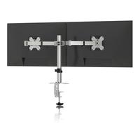Pholiten Soporte Monitor Doble para Pantallas LED LCD de 13-27 Pulgadas, Soporte 2 Monitores Ajuste de Altura, Giro de 360° y Rotación de 180°, VESA 75/100 mm hasta10 kg(MD97442) (Plateado, XX-Large)