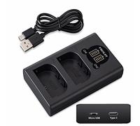 PHOLSY Cargador Batería Doble/Pantalla LED/USB para Batería Canon LP-E6
