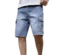 PHombre Pantalón Corto Vaquero Multibolsillos Ligero Shorts De Playa Verano Deporte Boca De Pantalón Ajustable Pantalones para Correr