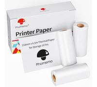 Phomemo 110mm Papel Térmico Escribible 3 Rollos, Sin BPA, Compatible con La Impresora Portátil Phomemo M832/M834 para Familia, Foto, Agenda, 6.5 M/Rollo