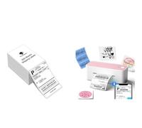 Phomemo 241BT Thermal Printer 4x6 Adhesive Labels & 500 White Folded Labels, Label Printer Compatible with Amazon, DHL, Etsy, DPD, UPS & Shopify