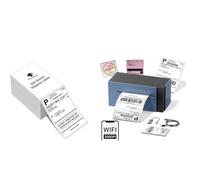 Phomemo 344WF WiFi Thermal Label Printer & 500 White Folded Labels, WiFi Shipping Label Printer 4x6 for Small Business, Compatible with Etsy, Shopify, Amazon, USPS