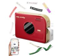 Phomemo A30 etiquetadora autoadhesiva portátil Bluetooth Impresora de Etiquetas autoadhesiva,Compatible con teléfono y PC, versátil Impresora de Etiquetas por Transferencia térmica - Rojo Vintage