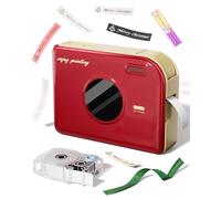 Phomemo A30 Etiquetadora, Impresora de Etiquetas Autoadhesivas Térmica Portátil Bluetooth, Compatible con iOS, Android y PC, para Hogar, Oficina y Escuela, Incluye 1 Rollo de Etiquetas, Rojo Retro