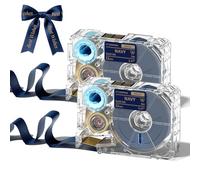 Phomemo A30 P15 Cinta de Transferencia Térmica Exclusiva, Cinta de Seda para Envoltura de Regalos, Ramos de Boda, DIY, Decoración de Fiestas, 12mm*5m, 2 Rollos, Fondo Azul Oscuro, Letras Doradas