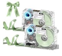 Phomemo A30 P15 Cinta de Transferencia Térmica Exclusiva, Cinta de Seda para Envoltura de Regalos, Ramos de Boda, DIY, Decoración de Fiestas, 12mm*5m, 2 Rollos, Fondo Verde Claro, Caracteres Negros