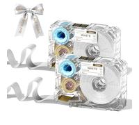 Phomemo A30 P15 Cinta de Transferencia Térmica Exclusiva, Cinta de Seda para Envoltura de Regalos, Ramos de Boda, DIY, Decoración de Fiestas, 12mm*5m, 2 Rollos, Fondo Blanco, Letras Doradas