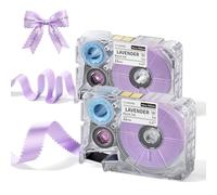 Phomemo A30 P15 Cinta de Transferencia Térmica Exclusiva, Cinta de Seda para Envoltura de Regalos, Ramos de Boda, DIY, Decoración de Fiestas, 12mm*5m, 2 Rollos, Fondo Lavanda, Caracteres Negros