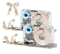 Phomemo A30 P15 Cinta de Transferencia Térmica Exclusiva, Cinta de Seda para Envoltura de Regalos, Ramos de Boda, DIY, Decoración de Fiestas, 12mm*5m, 2 Rollos, Fondo Beige, Caracteres Negros