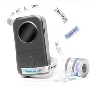 Phomemo D30 Etiquetadora Adhesiva Bluetooth Portátil - Mini Impresora de Etiquetas Autoadhesivas para Casa, Oficina y Escuela - Compatible con iOS y Android con 3 Rollo Incluido, Gris