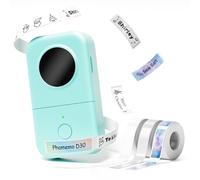 Phomemo D30 Etiquetadora Adhesiva Bluetooth Portátil - Mini Impresora de Etiquetas Autoadhesivas para Casa, Oficina y Escuela - Compatible con iOS y Android con 3 Rollo Incluido, Verde