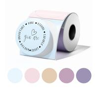 Phomemo Etiqueta a cerchio rotondo M110 M108 M100 M120 M200 M220 M221, etichette termiche per prezzo, nome, indirizzo, logo, codice a barre, 50 mm x 50 mm, multicolor (140 etichette, 1 rotolo)