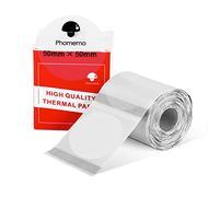 Phomemo Etiqueta redonda M110 M120 M200 M220 M221 Label Round Circle Label por precio, nombre, dirección, logotipo, código de barras, 50 mm x 50 mm, transparente (1 rollo)