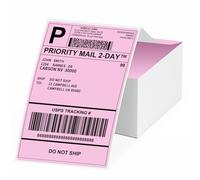 Phomemo Etiquetas 4 x 6, 500 etiquetas/pila, etiquetas de envío rosa, compatibles con MUNBYN, Phomemo, Polono impresora de etiquetas, etiquetas térmicas sin BPA, autoadhesivas, para DHL, UPS, DPD-100