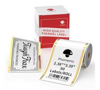 Phomemo Etiquetas térmicas para etiquetadora M220/M200/M221, 60 x 86 mm, 90 etiquetas/rollo, para código de barras, dirección, nombre, logotipo, bricolaje, etiqueta para el hogar, borde lineal dorado