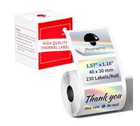 Phomemo Etiquetas Térmicas Plateadas Holográficas Para la Impresora de Etiquetas M220 M250 M221 M120 M150 M108 M110 M421, Etiquetas de Hogar, Escuela, Negocio, 40x30mm, 230 Etiquetas/Rollo