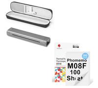 Phomemo Impresora Portátil A4 M08F Gris con Funda Protectora & 100 Hojas De Papel Térmico A4 Doble Cara, Impresora Móvil Bluetooth Sin Cables para Viajes, Coche, Oficina & Hogar