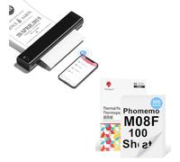 Phomemo Impresora Portátil A4 M08F Negra con 100 Hojas De Papel Térmico A4 Doble Cara, Impresora Móvil Bluetooth Sin Cables para Viajes, Coche, Oficina & Hogar, Impresión Sin Tinta
