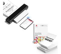 Phomemo Impresora Portátil A4 M08F Negra con 200 Hojas De Papel Térmico A4 Plegado, Impresora Móvil Bluetooth Sin Cables para Viajes, Coche, Oficina Y Hogar