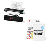 Phomemo Impresora Portátil A4 M08F Negro Verde con Funda Protectora & 100 Hojas De Papel Térmico A4, Impresora Móvil Bluetooth Sin Cables para Viajes, Coche, Oficina & Hogar