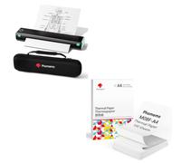 Phomemo Impresora Portátil A4 M08F Negro Verde con Funda Protectora & 100 Hojas De Papel Térmico A4 Plegado, Impresora Móvil Bluetooth Sin Cables para Viajes, Coche, Oficina Y Hogar