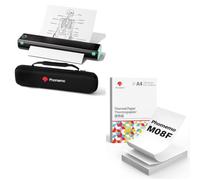 Phomemo Impresora Portátil A4 M08F Negro Verde con Funda Protectora & 200 Hojas De Papel Térmico A4 Plegado, Impresora Móvil Bluetooth Sin Cables para Viajes, Coche, Oficina Y Hogar