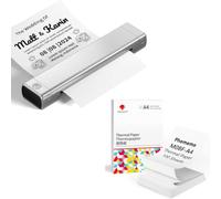 Phomemo Impresora Portátil A4 M08F Plata NegroCon 100 Hojas De Papel Térmico A4 Plegado, Impresora Móvil Bluetooth Sin Cables para Viajes, Coche, Oficina Y Hogar