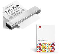 Phomemo Impresora Portátil M08F Plata NegroCon 200 Hojas De Papel Térmico A4 De Secado Rápido, Impresora Móvil Bluetooth Sin Cables para Viajes, Coche, Oficina & Hogar, Impresión Sin Tinta