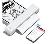 Phomemo M08F Impresora Térmica Portátil, Impresora Térmica Compatible con Smartphone vía Bluetooth, PC vía Cable USB, Impresora de Viaje Soporta Papel Térmico A4, Blanco