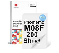 Phomemo M08F Papel Térmico Doble Cara Compatible para Phomemo M08F M08D M832 M832D M833 M834 Q302 y Otras Impresoras Térmicas A4, 210x297mm Papel para Impresora M08F, 200 Hojas