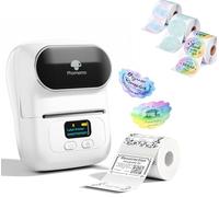 Phomemo M110 Etiquetadora con 4 Rollos de Etiquetas, Impresora de Etiquetas Adhesivas Bluetooth térmica portátil, para Uso en oficinas, códigos de Barras, pequeñas Empresas, Tiendas