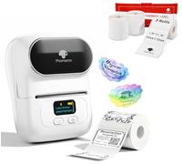 Phomemo M110 Etiquetadora con 4 Rollos de Etiquetas, Impresora de Etiquetas Adhesivas Bluetooth térmica portátil, para Uso en oficinas, códigos de Barras, pequeñas Empresas, Tiendas