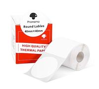 Phomemo M110/M120/M200/M220/M221 Papel redondo blanco 1.57 "x1.57" (40x40 mm) Papel de impresora de etiquetas térmicas adhesivas