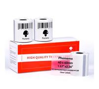 Phomemo M110/M200/M220/M221 Etiquetas autoadhesivas transparentes rectangulares para impresoras de etiquetas Phomemo M110/M200/M220/M221 40x60mm (1.57"x 2.36")
