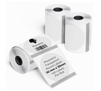 Phomemo M110/M220/M221/M200/M120 Transparente Etiquetas autoadhesivas redondas papel térmico 1,97" x 1,97" (50x50 mm) para impresoras Phomemo M110/M221/M120/M200/M220 (140 por rollo, 3 rollos).