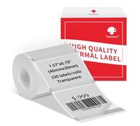 Phomemo M120/M110, 40 x 30 mm, Papel Térmico Transparente para Impresoras Phomemo M120/M110/M200/M220/M221, 230 Etiqueta/1 Rollo