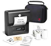 Phomemo M221 Etiquetadora Portátiles Bluetooth, Juego de Impresora de Etiquetas Autoadhesivas térmica con 3 Rollos de Etiquetas y 1 Bolsa portátil, para Empresas, Código qr, Comercio minorista, Gris