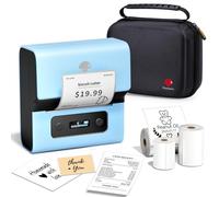 Phomemo M221 Etiquetadora Portátiles Bluetooth, Juego de Impresora de Etiquetas Autoadhesivas térmica con 3 Rollos de Etiquetas y 1 Bolsa portátil, para Empresas, Código qr, Comercio minorista, Azul
