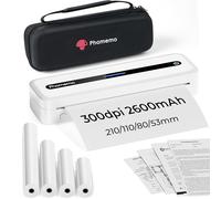 Phomemo M832 Impresora Térmica, Impresora Inalámbrica Portátil Bluetooth Compatible con Smartphones y Portátiles, con Maletín de Transporte y 4 Rollos de Papel Térmico, Blanco