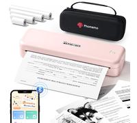 Phomemo M834 Impresora Termica A4, Impresora Portatil Inalambrica, Conexión de Smartphone por Bluetooth, Admite Papel Térmico A4, con Maletín de Transporte y 4 Rollos de Papel Térmico, Rosa