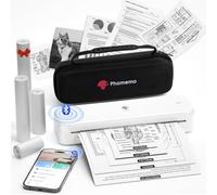 Phomemo M834 Impresora Termica A4, Impresora Portatil Inalambrica, Conexión de Smartphone por Bluetooth, Admite Papel Térmico A4, con Maletín de Transporte y 4 Rollos de Papel Térmico, Blanco