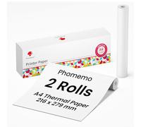 Phomemo Papel Térmico A4 para Impresora M832/M831/M833/M834/M835 Bluetooth - Compatible Con Teléfono Móvil y Portátil - 210 mm x 6,5 m, 2 Unidades