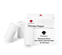 Phomemo Papel térmico blanco antiadherente de 53 mm para impresoras M02/M02S/M02Pro/M03/M03AS/M04S/M04AS, 53 mm x 6.5 m, conservación10 años, negro sobre blanco, para pegatinas,diario,notas,3 rollos