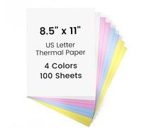 Phomemo Papel térmico de color, 8.5 x 11 pulgadas, surtido de 4 colores, 100 hojas, papel de impresión avanzado, compatible con impresora portátil Gloryang, papel de impresora térmica para M08F-Letter