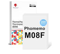 Phomemo Papel Térmico M08F A4 Compatible Con Phomemo M08F M08D M832 M832D M833 M834 Q302 y Otras Impresoras Portátiles A4, Papel de Impresora M08F, 200 hojas