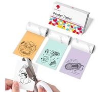 Phomemo Papel Térmico Multicolor para Impresora de Bolsillo Phomemo M02, M02PRO, M02S, M03, M03AS, M04S, M04AS, Carácter Negro Sobre Papel Adhesivo Verde/Púrpura/Naranja, 53 mm x 3,5 m, 3 Rollos